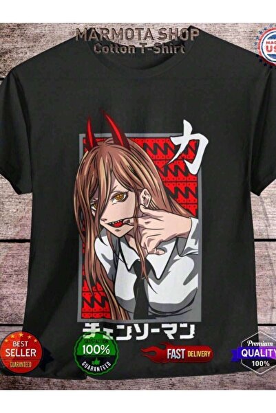 4Car تي شيرت Power Waifu Ecchi Anime Tee-Shirt Makima Kawaii Devil (9)