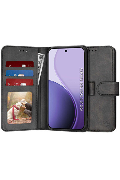 Techsuit Husă pentru OPPO Reno14 FS 5G, tip agendă, negru - negru
