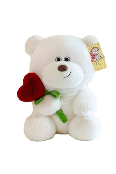 Home Smart Teddy Bear Holding Red Heart Rose 28cm, Ideal Gift for Valentine A...