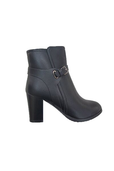 OEM Botina pentru femei, de culoare neagra, cu toc de inaltime 7,5 cm
