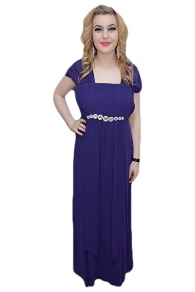 OEM Rochie cu cristale fine, nuanta de mov, maneci scurte