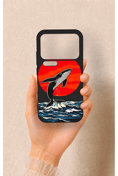 Vip Case Honor 600 Uyumlu Kırmızı Güneş Balina Desenli Silikon Kılıf