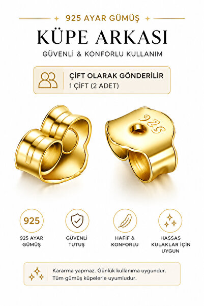 Silveranka 925 Ayar Gümüş Küpe Arkası | 1 Çift (2 Adet) | Tüm İğneli Küpelerl...