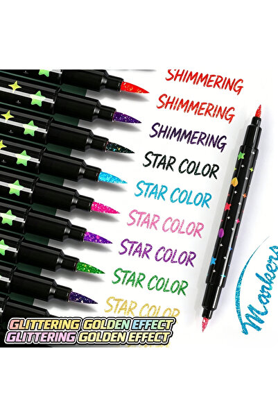 Choice 12pcs-Random Colors 12pcs Double Head Glitter Marker Pens 24 Colors Fa...