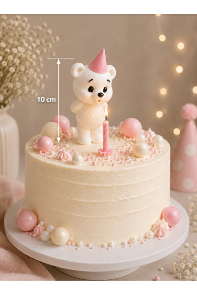 Printech3d Sevimli Mum Üfleyen Ayıcık Pasta Süsü – Doğum Günü Cake Topper