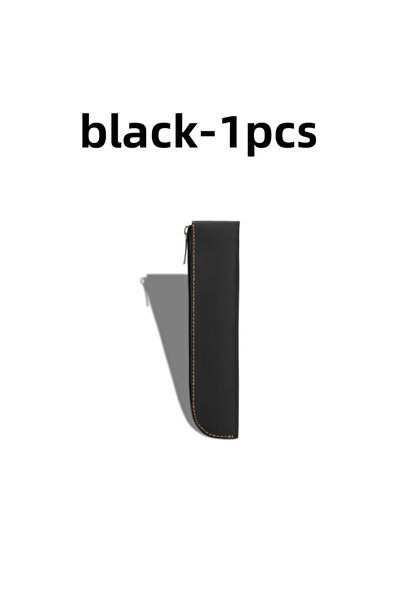 Choice1 B-black-1pcs Leather Pencil Bag with Simple Zipper Fountain Pen Stora...