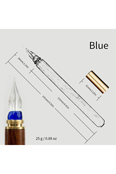 Choice Blue SeamiArt 1pc Wood Handle Glass Dip Pen for Calligraphy Students W...