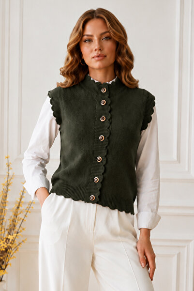benguen Buttoned Knitwear Vest R4485 Khaki