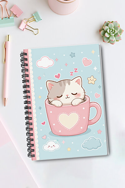 giftkonsept Sleeping Cute Cat Motif A5 50 Sheets 100 Pages Spiral Squared Not...