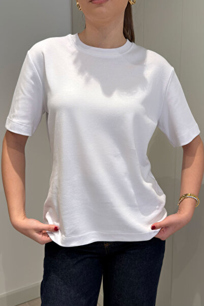 MAGARDE Tricou de bază cu mânecă scurtă, 100% bumbac - ALB