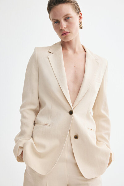 H&M Tek Sıra Düğmeli Gabardin Blazer
