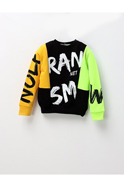 MiniKids Bluza baietei RAN NET, negru-galben-verde