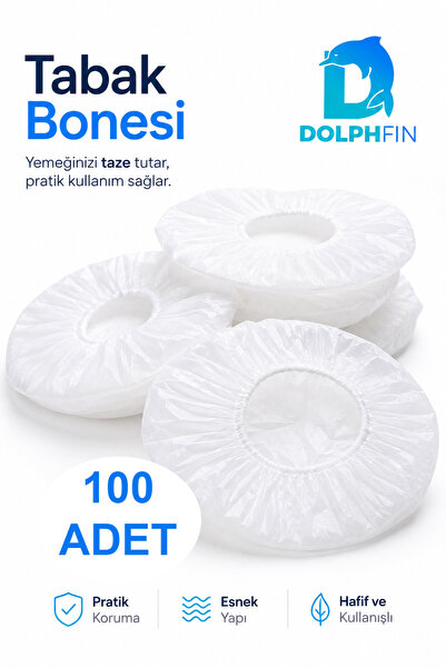 DolphFin Lastikli Tabak Bonesi Şeffaf Elastik Yiyecek Koruma Örtüsü Tabak Kap...