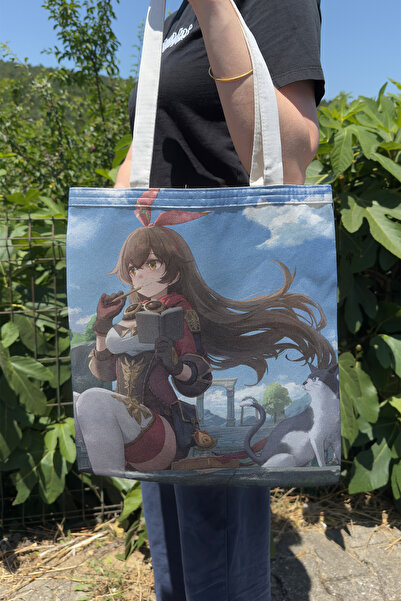 ZipZap Amber Genshin Impact V1 Double-Sided Canvas Print Tote Bag Anime Bag