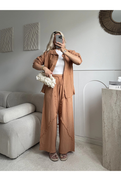 SUMEF Camel tasseled lace pocket standard size 38/48 compatible women's set
