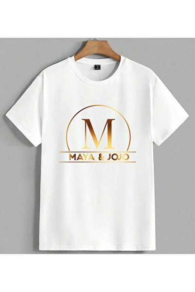 ELFERA Maya Jojo Logo Design Gold Printed Unisex Oversize T-Shirt White