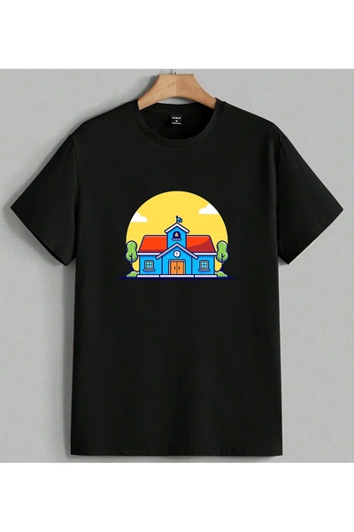 ELFERA Blue Home School Binasi Colorful Printed Unisex Oversize T-Shirt Black