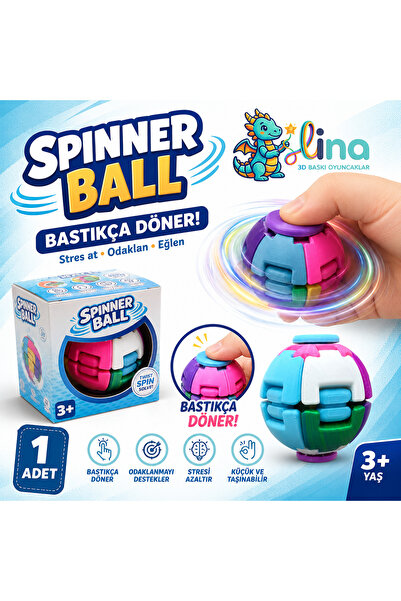 Lina Toys Spinner Ball - Bastıkça Dönen Rulmanlı Viral Stres Topu - 1 Adet