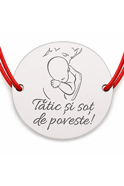 Simoshop Brățară argint 925 cu bănuț Tătic de poveste, șnur reglabil — cadou
