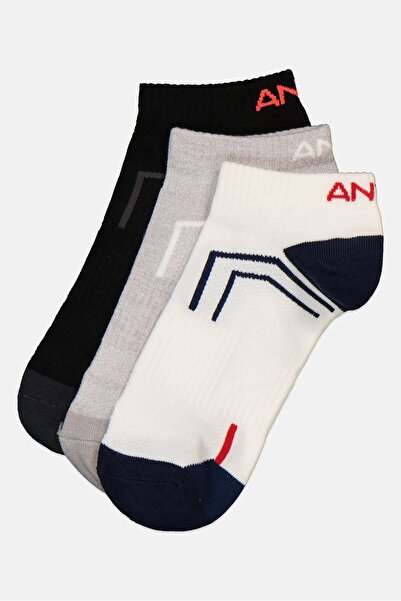 Anta Kids Boy 3 Pairs Brand Logo Ankle Socks, Multicolor