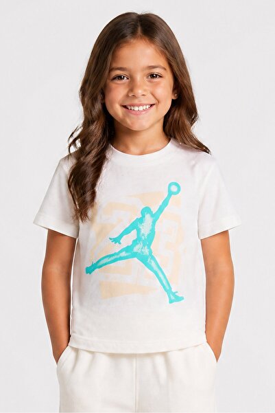 Nike Kids Girl Brand Logo Short Sleeve Outdoor T-Shirt, Off White