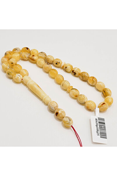 Generic Brand Kaliningrad Amber "Shuang" Rosary – 36 Beads 8.5×10mm Creamy Wh...