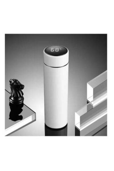 Generic Intelligent Insulated Temperature Display LCD Touch Screen Stainless Steel Vacuum Bottle White 24x7x7cm