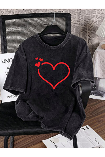 HOFFNUNG Unisex Oversize Vintage Washed Street Style Μόδα του δρόμου Βαμβακερ...