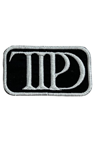 OEM TTPD Rectangular Embroidered Thermo-adhesive Textile Patch Grey on Black