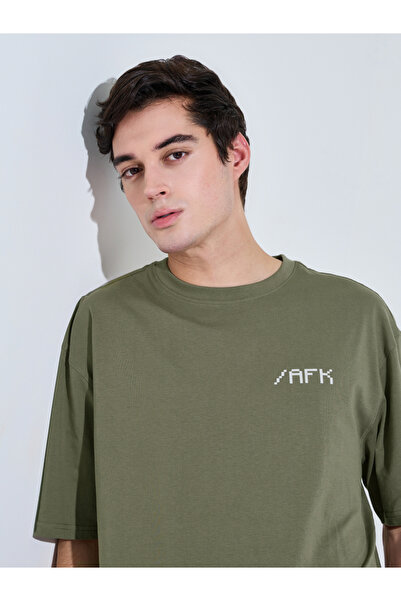 Styli Olive Graphic Print Crew Neck T-Shirt