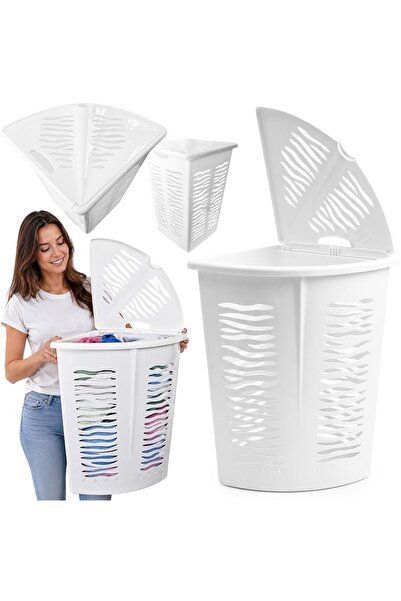 EDANTI Coș de rufe din plastic alb pentru lenjerie intimă și haine de damă, 4...