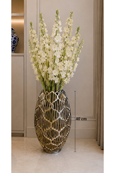 Hinora Brass Model Gold Color Patterned Model Large Vase 41X22Cm