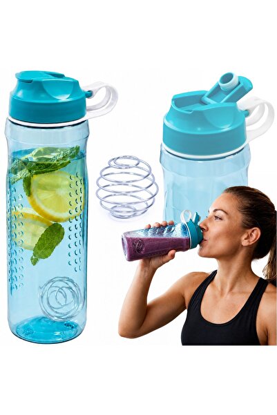 EDANTI Sticlă shaker cu clemă cu arc – Sticlă pentru ciclism, pentru școală, ...