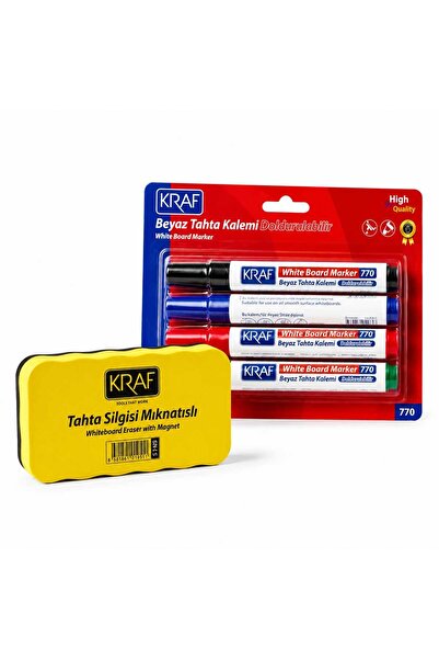 KRAF 4'LÜ TAHTA KALEMİ VE MIKNATISLI SİLGİ SETİ