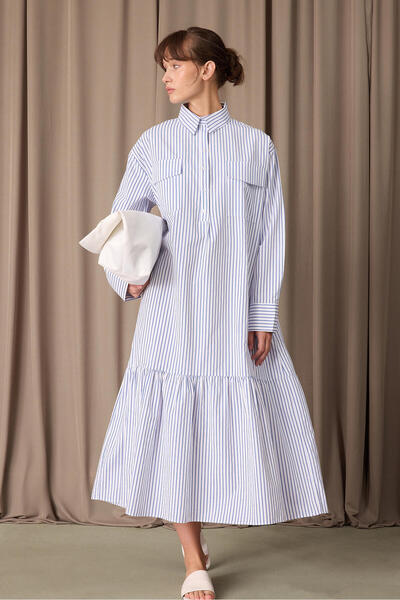 Touché Privé Striped Dress with Pocket Detail