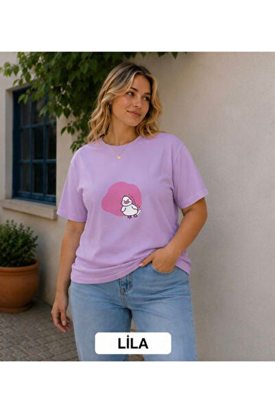 3S MODA تي شيرت نسائي كبير الحجم مطبوع رقميًا من Basic Duck