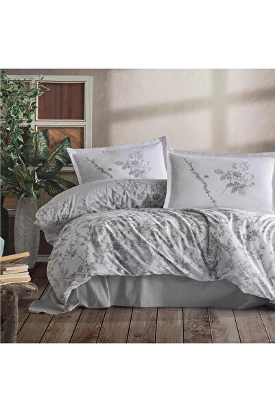 Clasy Ranforce 100% Cotton Duvet Cover Set Single Size Messina V1 Gray