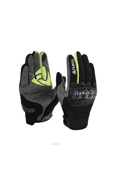 nukro wear Nukro Carbon Nelvo Neon Yellow Summer Motorcycle Gloves Ce Certified Protected Touchscreen
