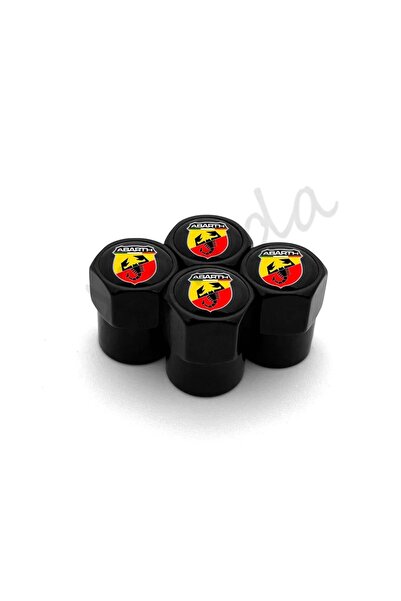 GARDENAUTO Fi̇at Abarth Logo Aluminum Cover 4 Pieces Valve Cover (Black)