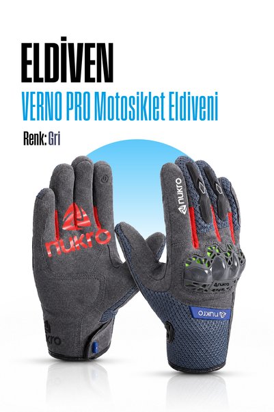 nukro wear Nukro Verno Pro Gray Summer Motorcycle Gloves Protected Touchscreen Mesh