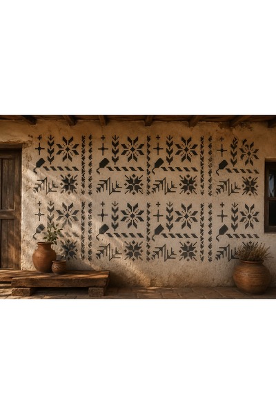 Eni Design Șablon decorativ reutilizabil 3D cu motive autentice românești 50x...