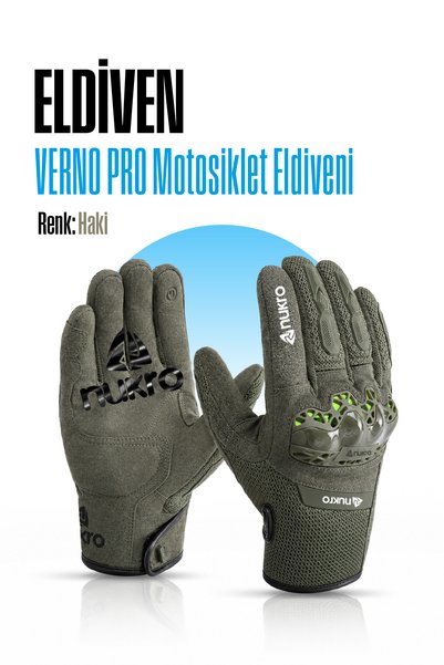 nukro wear Nukro Verno Pro Khaki Summer Motorcycle Gloves Protected Touchscreen Mesh