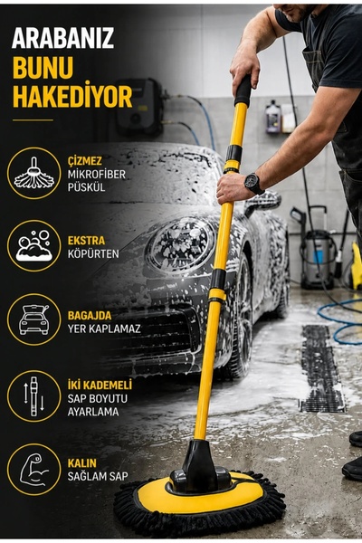 AYS DEKOR Yeni Oto Mop - Çizmez Orjinal Mikrofiber - Bagajda Yer Kaplamaz - E...