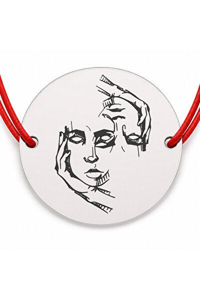 Simoshop Brățară argint 925 cu chipuri artistice, șnur reglabil — cadou creativ