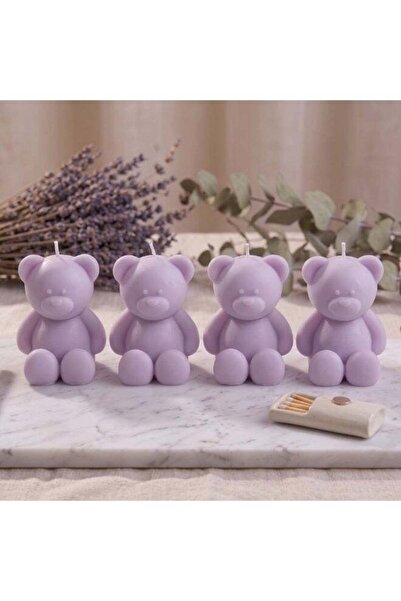aurora naturalis Handmade Set Of-4 Teddy Bear Purple Lavender Scented Candle ...