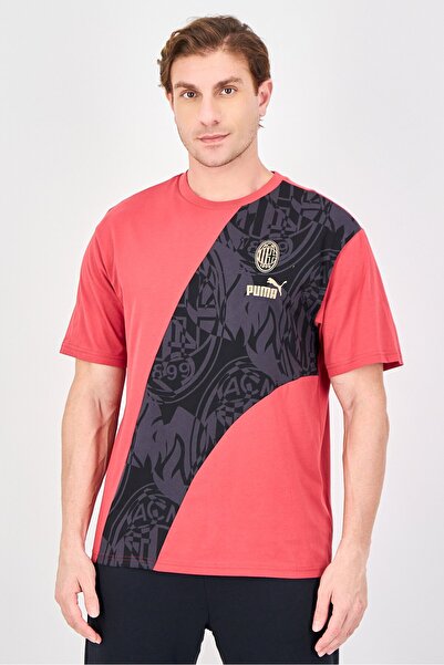 Puma Men Sportswear Fit Short Sleeve AC Milan Football T-Shirt, Red