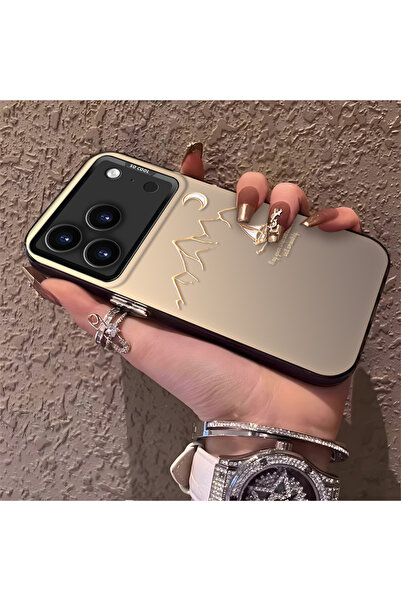SLIMFELT iPhone 17 Pro Max Uyumlu Lüks altın dağ ve ay desenli kılıf, basit ç...