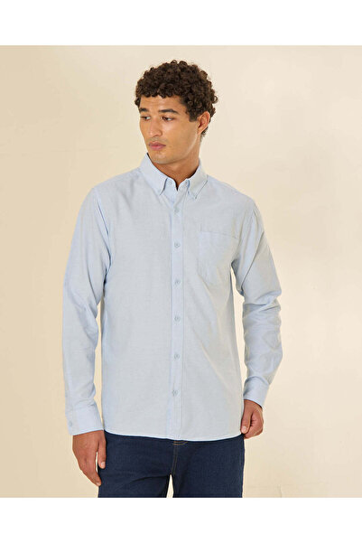 REDTAG Men Blue Oxford Shirt