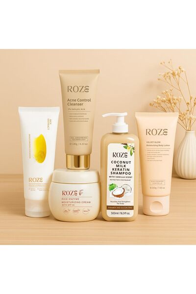 ROZE Family Pack – Cleanser | Moisturizer | Shampoo | Acne Cleanser | Body Lo...