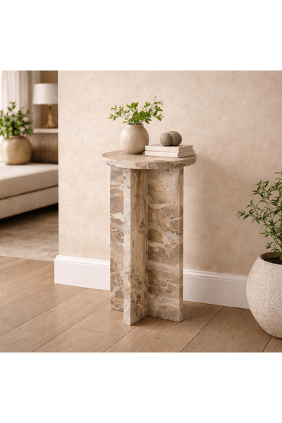 Roots Furniture طاولة جانبية من رخام واهيدول